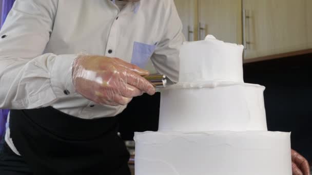 Шеф-кухар робить торт — стокове відео