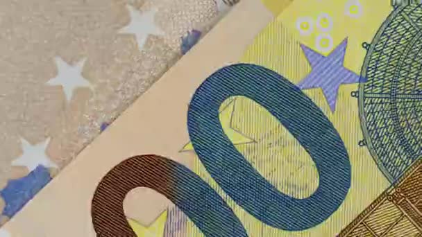 Евро. Банкноты в стопе движения — стоковое видео