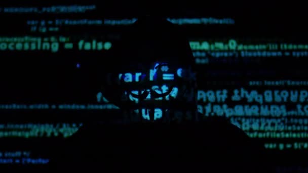 Хакер и код программирования — стоковое видео