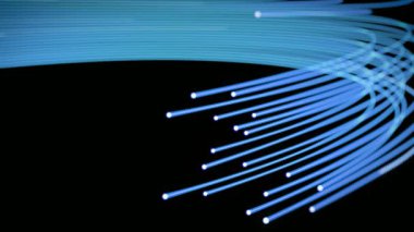 Parlak mavi ışık çizgileri karanlık uzayda akar ve dinamik soyut desenler oluşturur. Bu hareket görsel olarak büyüleyici bir renk ve şekil görüntüsü yaratır..