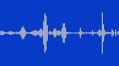 Açık bir görsel grafik ile gösterilen ses dalgalarının doğasını inceleyin, parlak mavi bir arkaplan karşısında genlik ve frekans varyasyonlarını gösterin.
