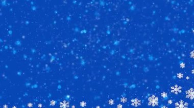 Kar taneleri sakin mavi bir arka planda yavaşça inerek sakin ve kış atmosferini oluştururlar. Küçük ışık parçacıkları sahneye yumuşak bir parıltı ekler.