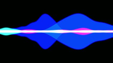 Soyut görseller farklı frekanslarla etkileşen ışık dalgalarını görüntüler, bu da siyah arkaplan üzerinde renkli desenler ve şekiller oluşturur, hareket ve enerjiyi vurgular..