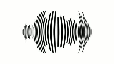 Bu bileşim, görsel elementler ve şekiller aracılığıyla ses frekanslarının karmaşıklığını gösteren, değişik çizgi kalınlıklarına sahip ses dalgası desenlerini gösterir..