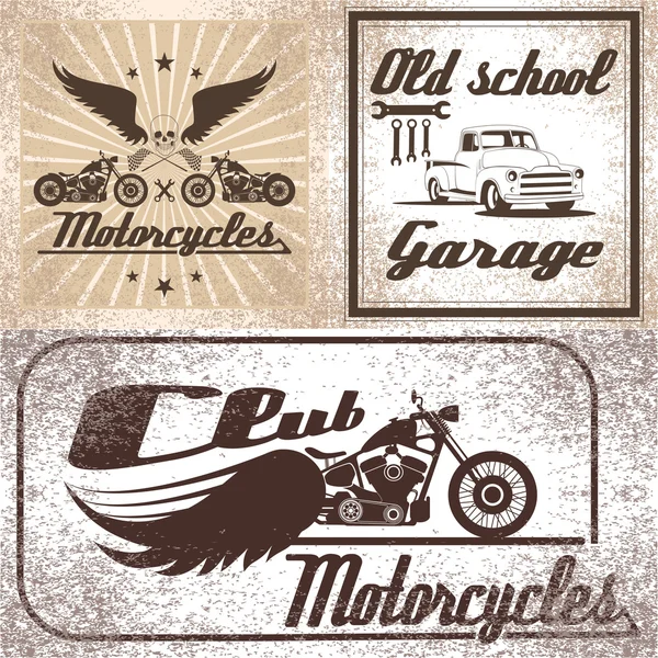 Set motos et emblèmes automobiles design graphique — Image vectorielle