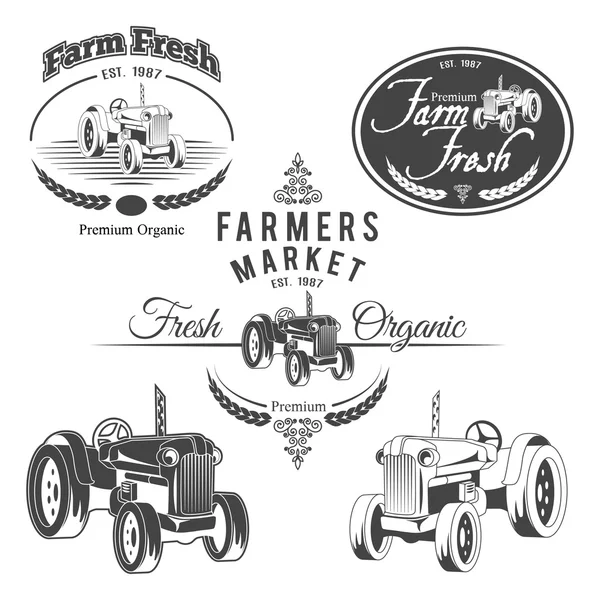 Conjunto de etiquetas frescas de granja retro Ilustraciones de stock libres de derechos