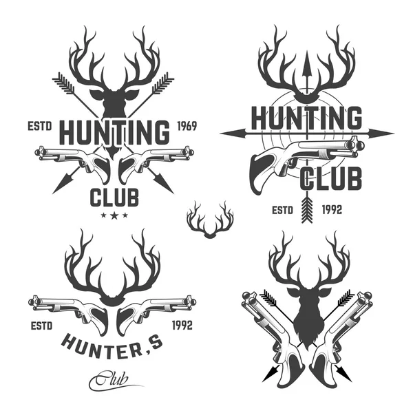 Conjunto vectorial de emblemas de caza vintage Ilustración de stock