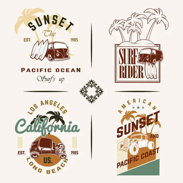 Conjunto de gráficos y emblemas de surf vintage Gráficos vectoriales