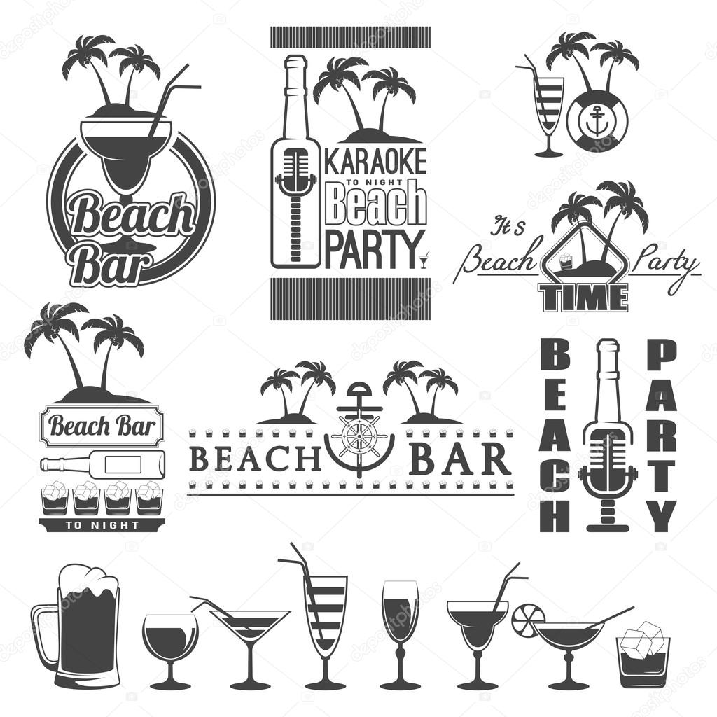 Retro summer labels and signs. Summer holidays typography. Vector illustration design elements.