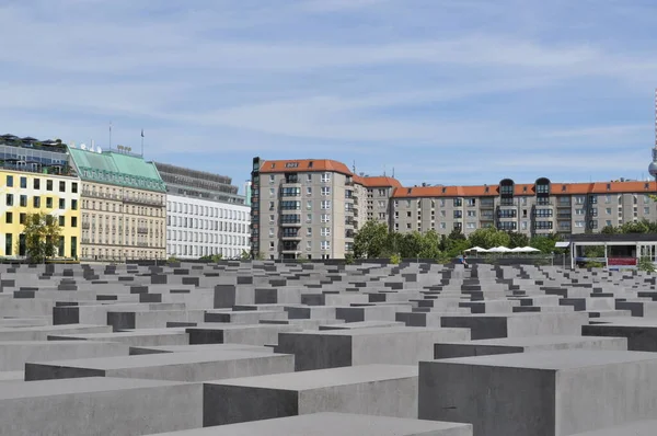 Holocaust Mahnmal Berlin Betonsteine Reihen Sich Mehreren Reihen Aneinander — Stockfoto