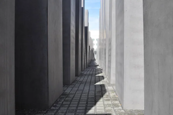 Berlin Deki Soykırım Anıtı Almanya Daki Beton Bloklar Birkaç Sıra — Stok fotoğraf