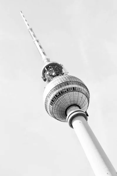 Torre Vigilancia Televisión Berlín Alemania Blanco Negro — Foto de Stock