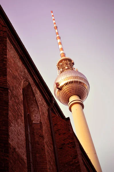 Τηλεόραση Lookout Tower Berlin Τούβλο Τοίχο Γερμανία — Φωτογραφία Αρχείου