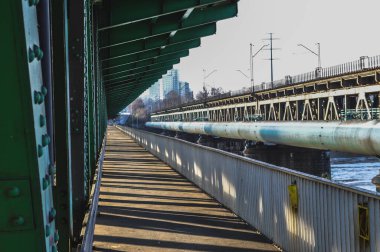 Varşova 'da nehrin üzerindeki yeşil köprü.