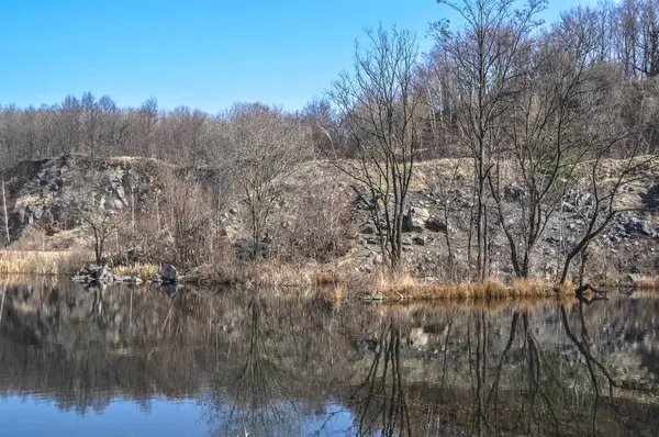 Vecchia Cava Pietra Abbandonata Miniera Basalto Inondata Acqua Strzegom Polonia — Foto Stock