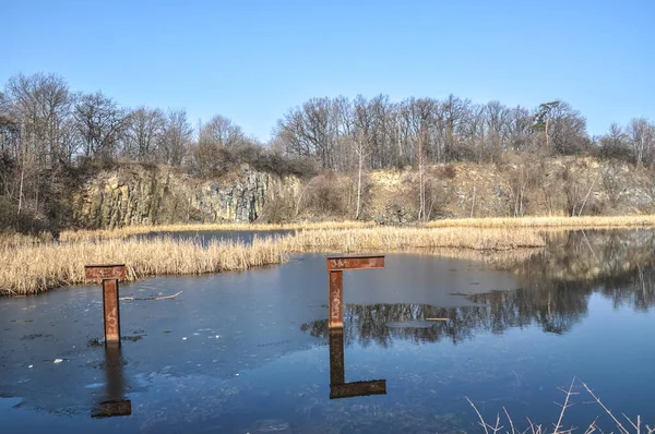 Vecchia Cava Pietra Abbandonata Miniera Basalto Inondata Acqua Strzegom Polonia — Foto Stock