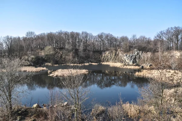 Vecchia Cava Pietra Abbandonata Miniera Basalto Inondata Acqua Strzegom Polonia — Foto Stock