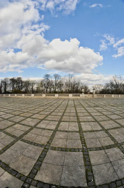 Marciapiede Piastrelle Marciapiede Calcestruzzo Quadretti Decorativi Classici Piazza Balaustra — Foto Stock