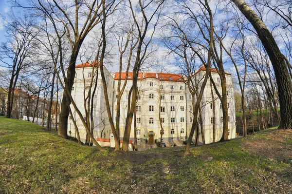 Palácio Edifício Parque Público Árvores Parque Público Não Deixa Lente — Fotografia de Stock