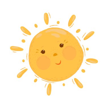 Beyaz arkaplanda sevimli bir çizgi film çizimi.