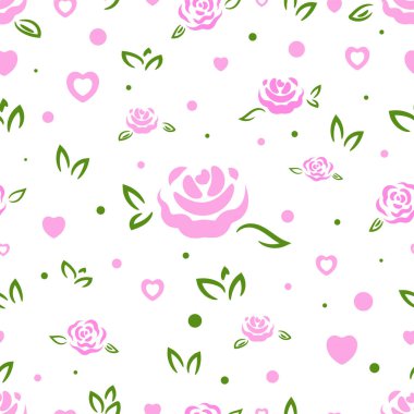 Çiçeksel güdüleri ve kalpleri olan kusursuz bir desen. Beyaz ve şeffaf arkaplanda aşk süsü.