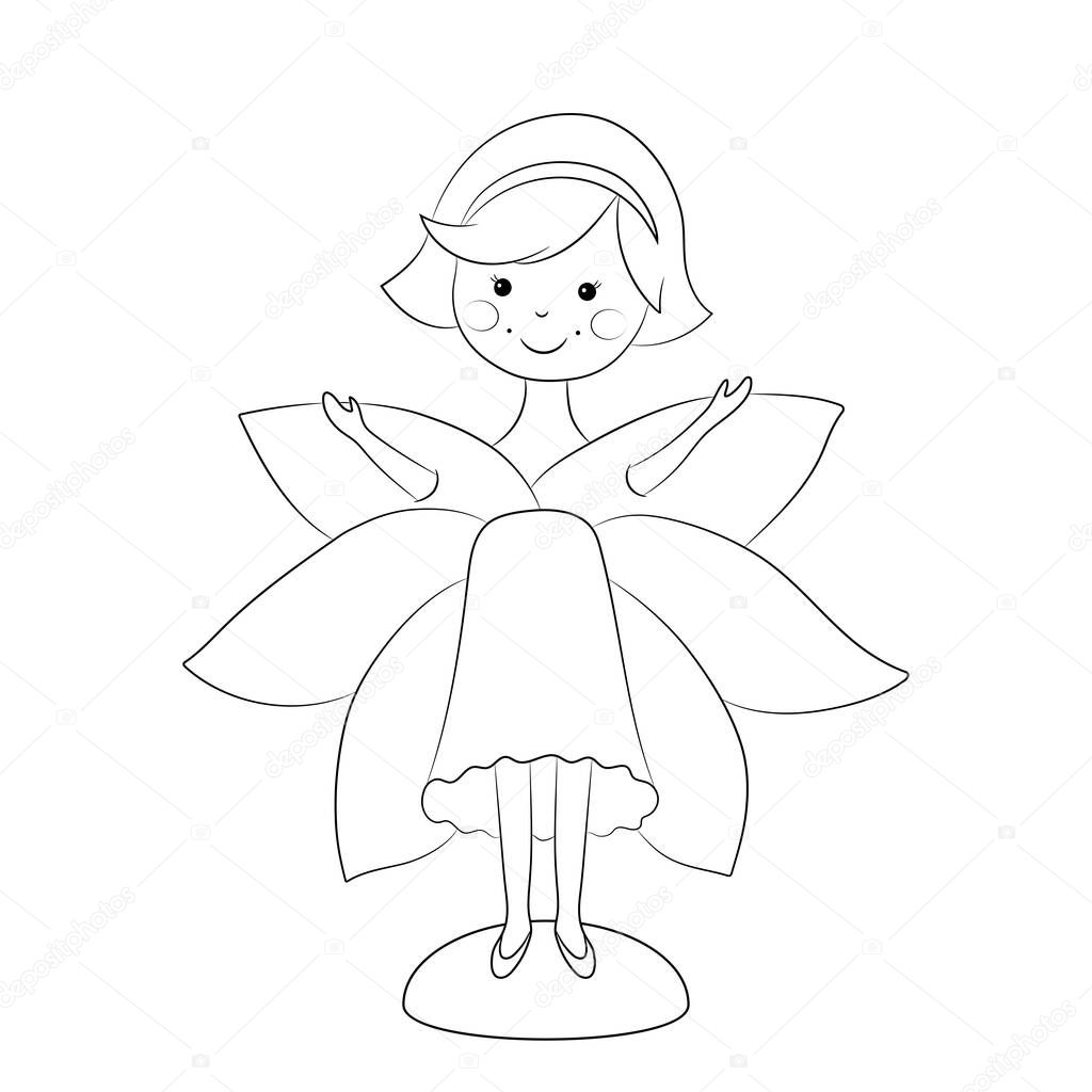 Cute Cartoon Spring Fairy Illustration Coloring Page Fairytail Character Forest And Garden Creature 453351360 Larastock