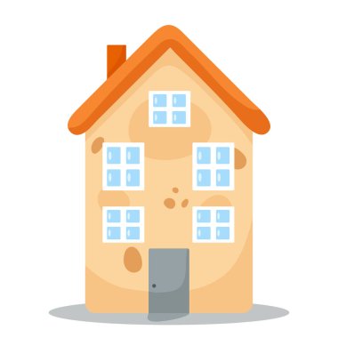 Beyaz arka planda şirin bir ev çizimi. Güzel ev konsepti.