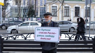 Krasnodar, Krasnodar Toprakları, Rusya, 23 Ocak 2021: Navalny 'ye destek olmak için 