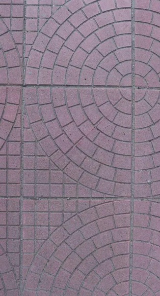 Фрагмент Червонувато Рожевого Натурального Кам Яного Тротуару Геометричною Кладкою Вид — стокове фото