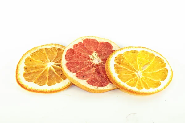 Suche plastry owoc pomarańczowy i winogron — Zdjęcie stockowe