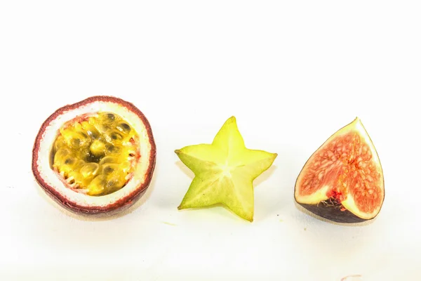 Passion, carambola and fig — Stock Photo, Image