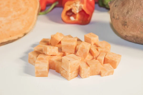Sweet potato dice — Stock Photo, Image