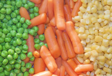 Bezelye, havuç ve Mısır