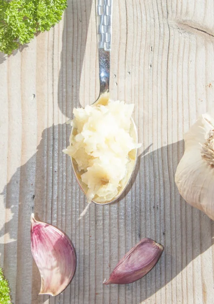 Pressed garlic — Stock Photo, Image