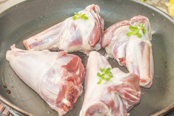 Lamb shank on pan — Stock Photo, Image