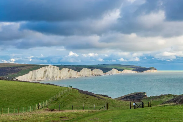 Looking Out Seven Sisters Cliffs Sussex Sunny Decenber Day — Stock Photo, Image