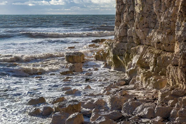 Krita Klippor Och Havet Vid Sussex Kusten — Stockfoto