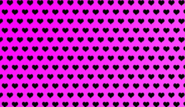 İzole edilmiş arkaplanda karikatür kalplerinin 2d mor deseni.