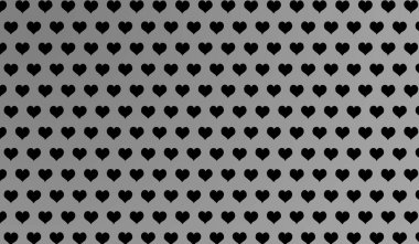 İzole edilmiş arka planda karikatür kalplerinin 2d gri deseni.