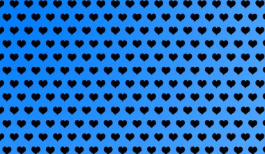 Karikatür kalplerinin 2d mavi deseni izole edilmiş arkaplanda.