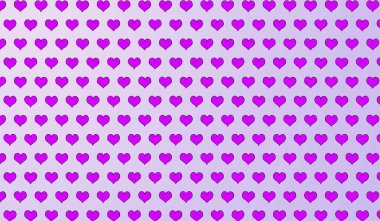 Karikatür kalplerinin 2d menekşe desenli izole arkaplanda.