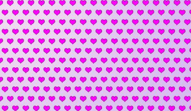 İzole edilmiş arkaplanda karikatür kalplerinin 2d mor deseni.