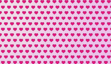 İzole edilmiş arka planda karikatür kalplerinin 2d pembe deseni.