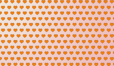 İzole edilmiş arka planda karikatür kalplerinin 2d turuncu deseni.