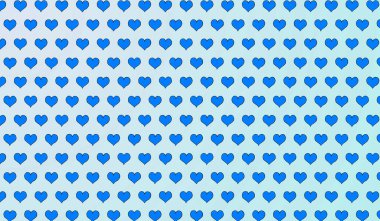 Karikatür kalplerinin 2d mavi deseni izole edilmiş arkaplanda.