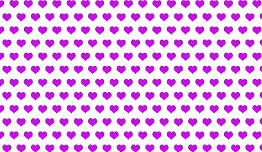 Karikatür kalplerinin 2d menekşe desenli izole arkaplanda.