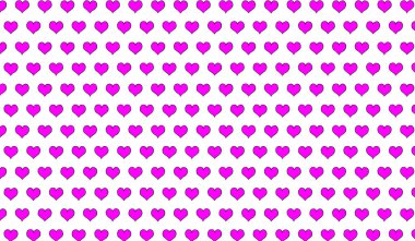 İzole edilmiş arkaplanda karikatür kalplerinin 2d mor deseni.