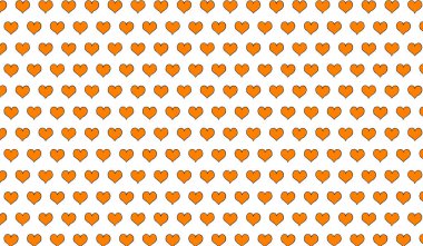 İzole edilmiş arka planda karikatür kalplerinin 2d turuncu deseni.
