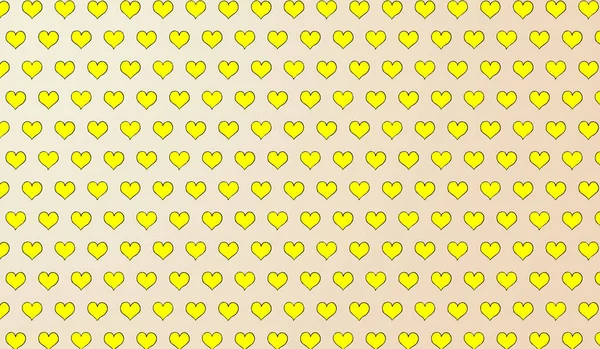 Žlutý Vzor Karikatury Srdce Izolovaném Pozadí — Stock fotografie
