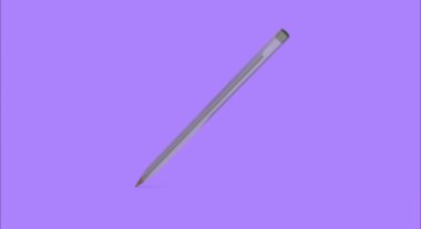 Mor renkli arka planda kendi etrafında dönen yalıtılmış bibik kalem.